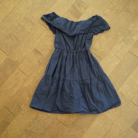 Saks Fifth Avenue Strapless Tiered Ruffles Dress Navy Womens Size Large - Picture 3 of 7